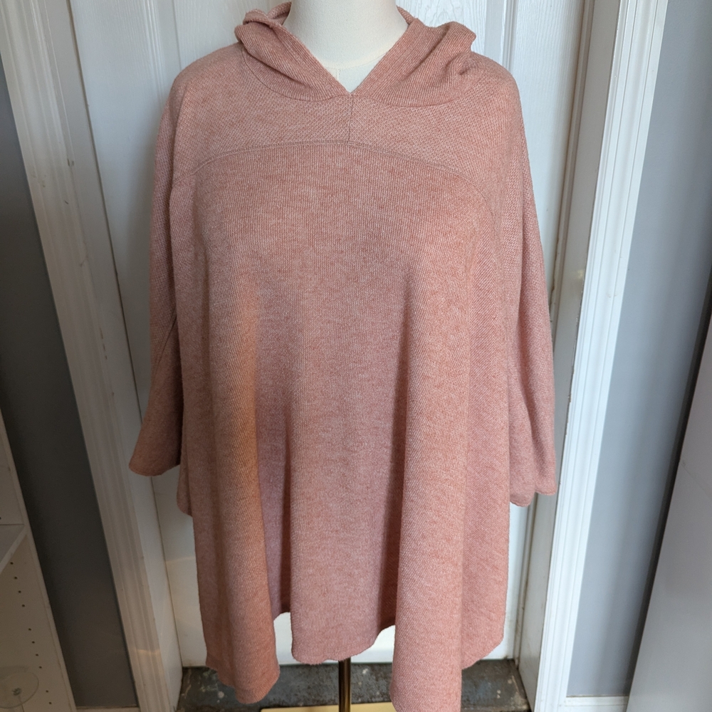 Women's Pink Hooded Poncho